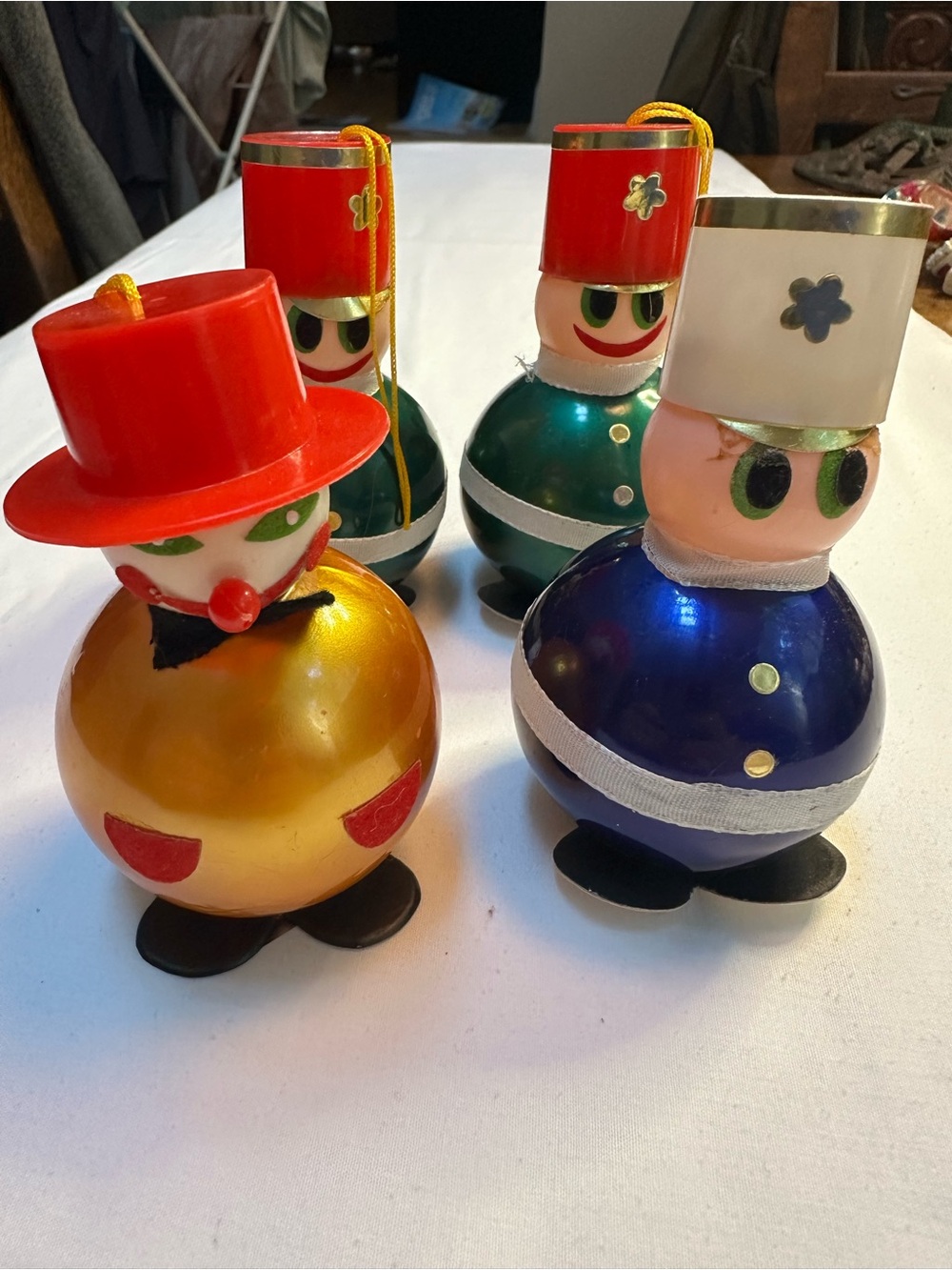 Vintage Christmas X4 Toy Soldier snowman Christmas Bulb tree Ornaments